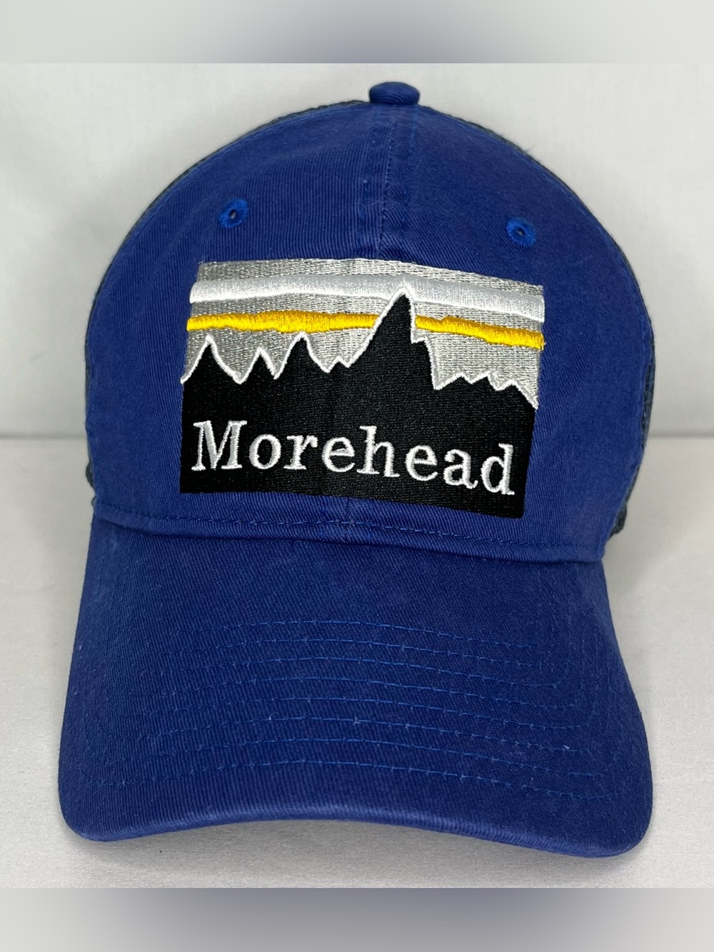Morehead Blue & Gray Truckers Hat with Adjustable Back.